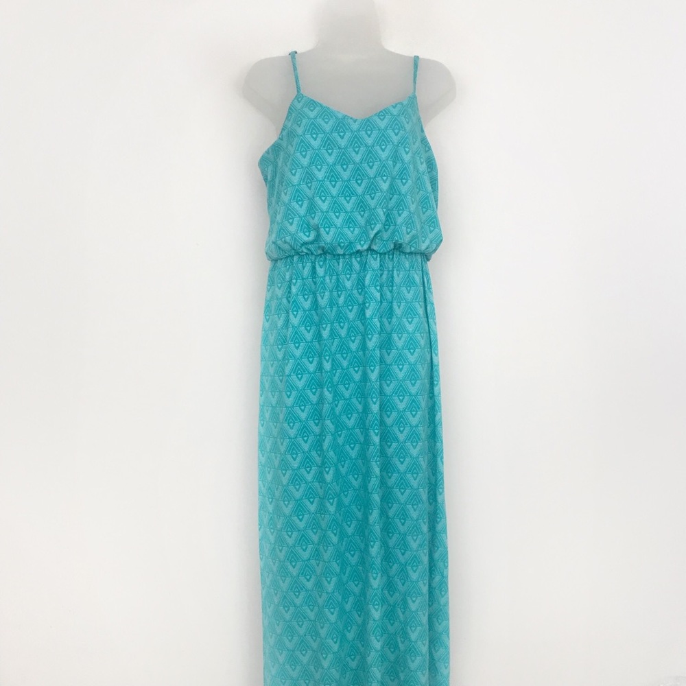 blue tribal maxi dress